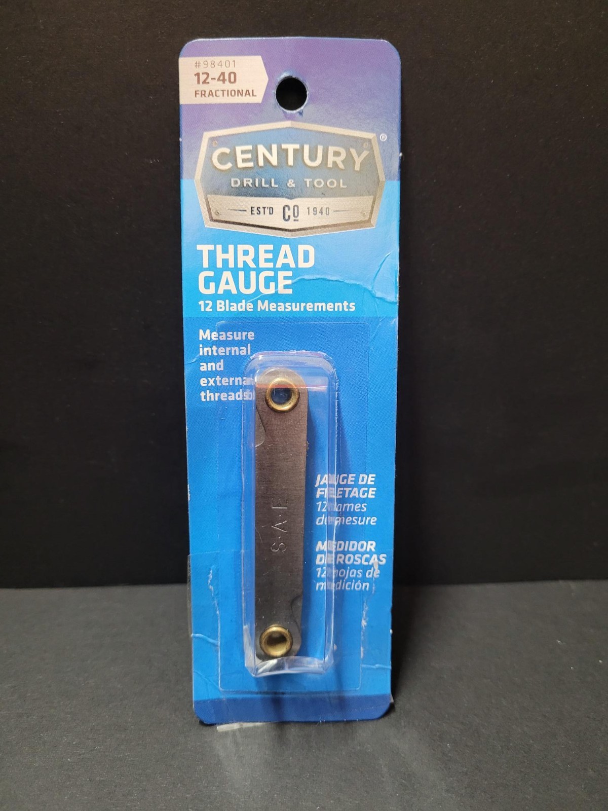 NIP 12-40 Fractional SAE Thread Pitch Gauge Century Brand #98401 12 Measurements