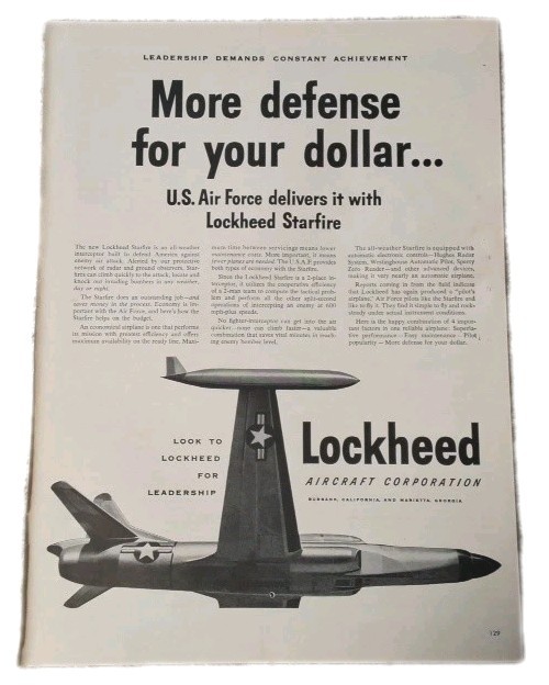 Lockheed Aircraft Corporation,  Jackie Gleason Schick 20 Vintage 1953 Print Ads