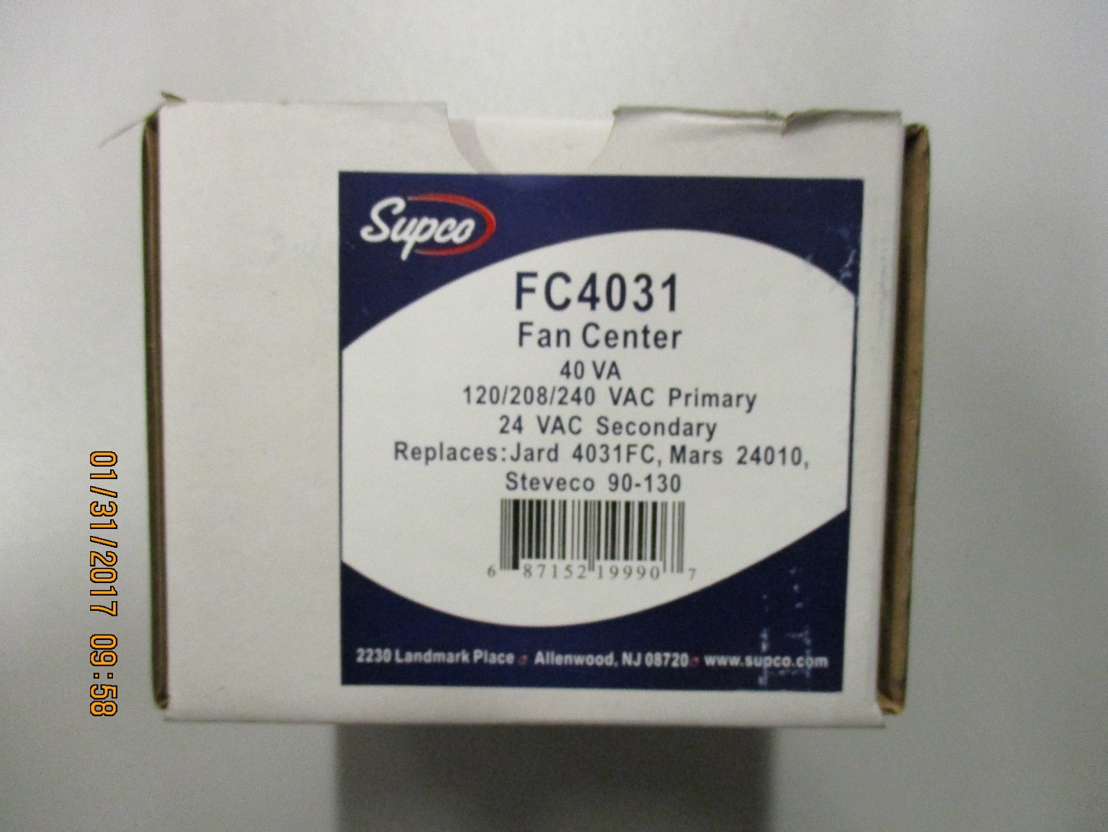SUPCO FAN CENTER  -FC4031, 40 VA, 120/208/240 VAC PRIMARY, 24 VAC SECONDARY