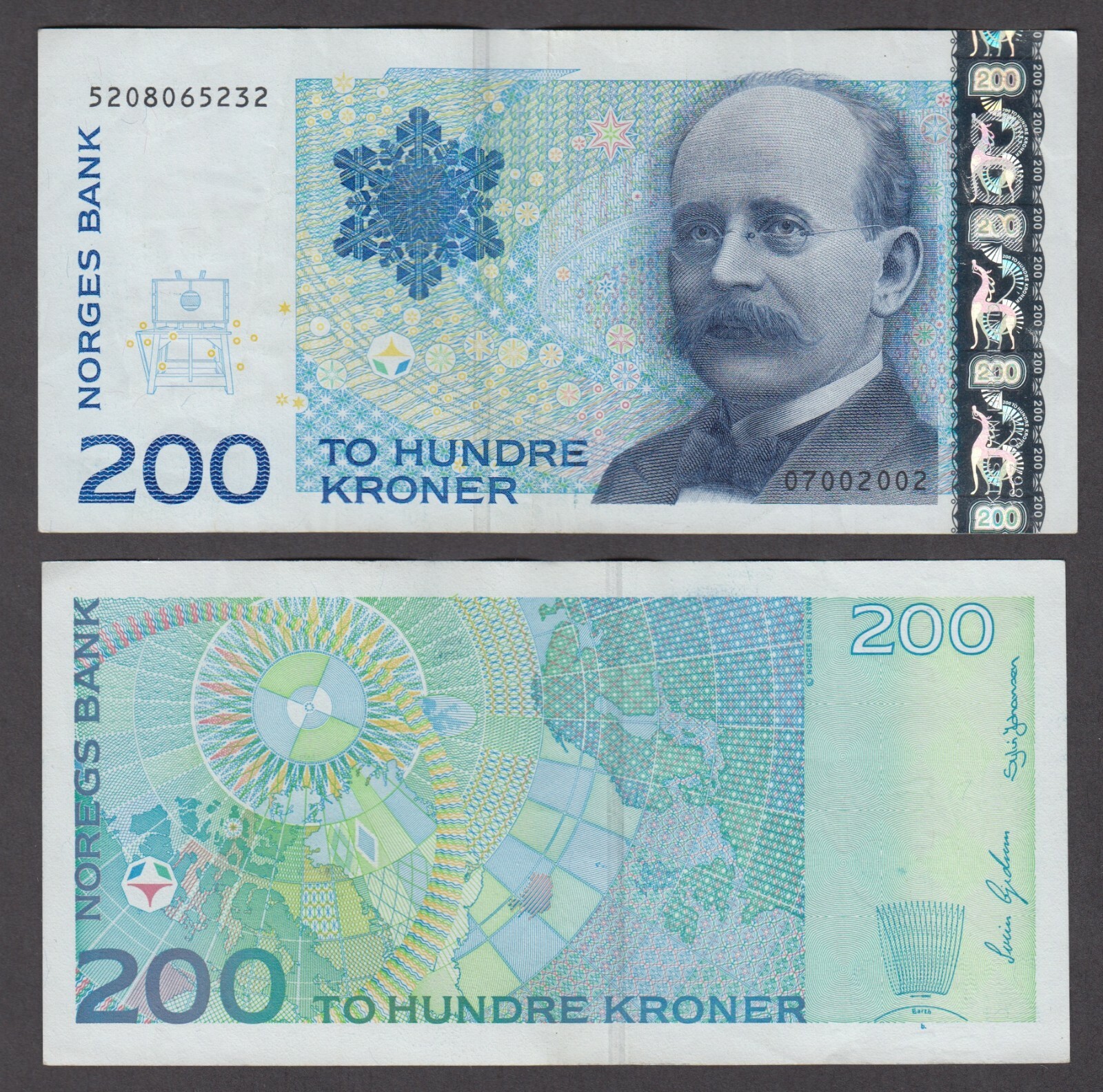 NORWAY  P.50a  200 KRONER 2002 SIG GJEDREM-JOHANSEN VERY FINE+ yyy 2103