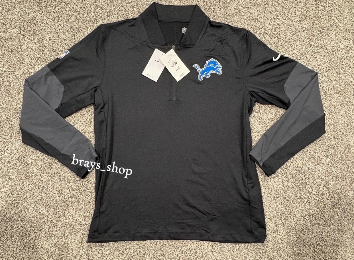 Detroit Lions Nike 2025 Sideline Dri-FIT Half-Zip Pullover - Black