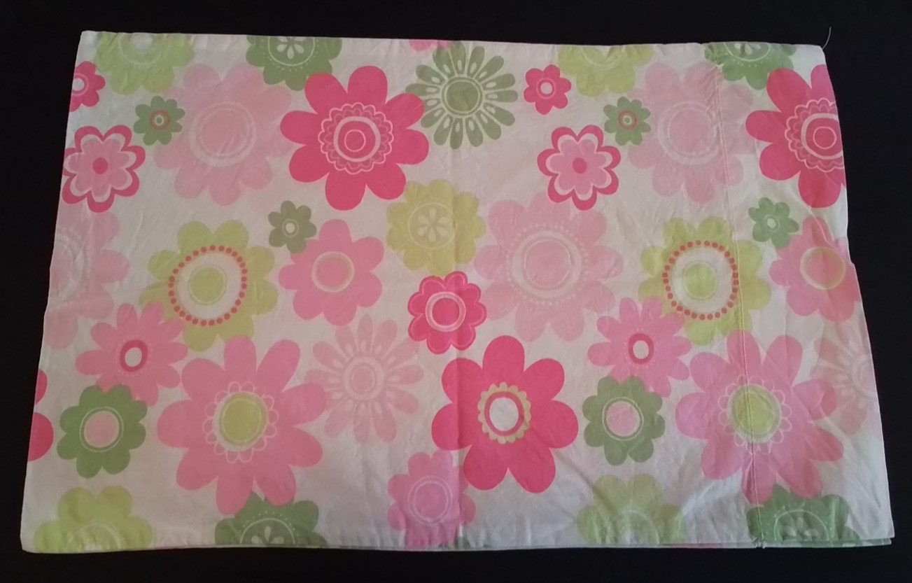 The Company Store Kids Flower Toddler Small Pillowcase Retro Pink Green White