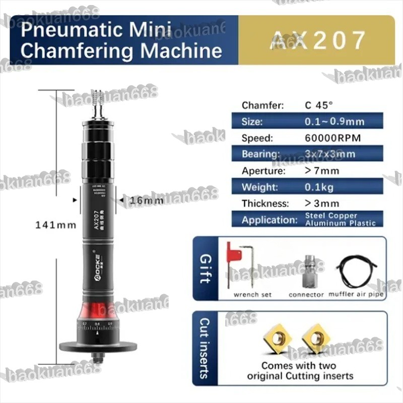 1Set Mini Pneumatic Chamfering Machine 45°Metal Deburring Chamfer Tool Handheld
