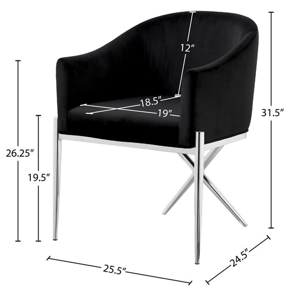 Maklaine Contemporary 19.5"H Upholstered Velvet Dining Chair in Black