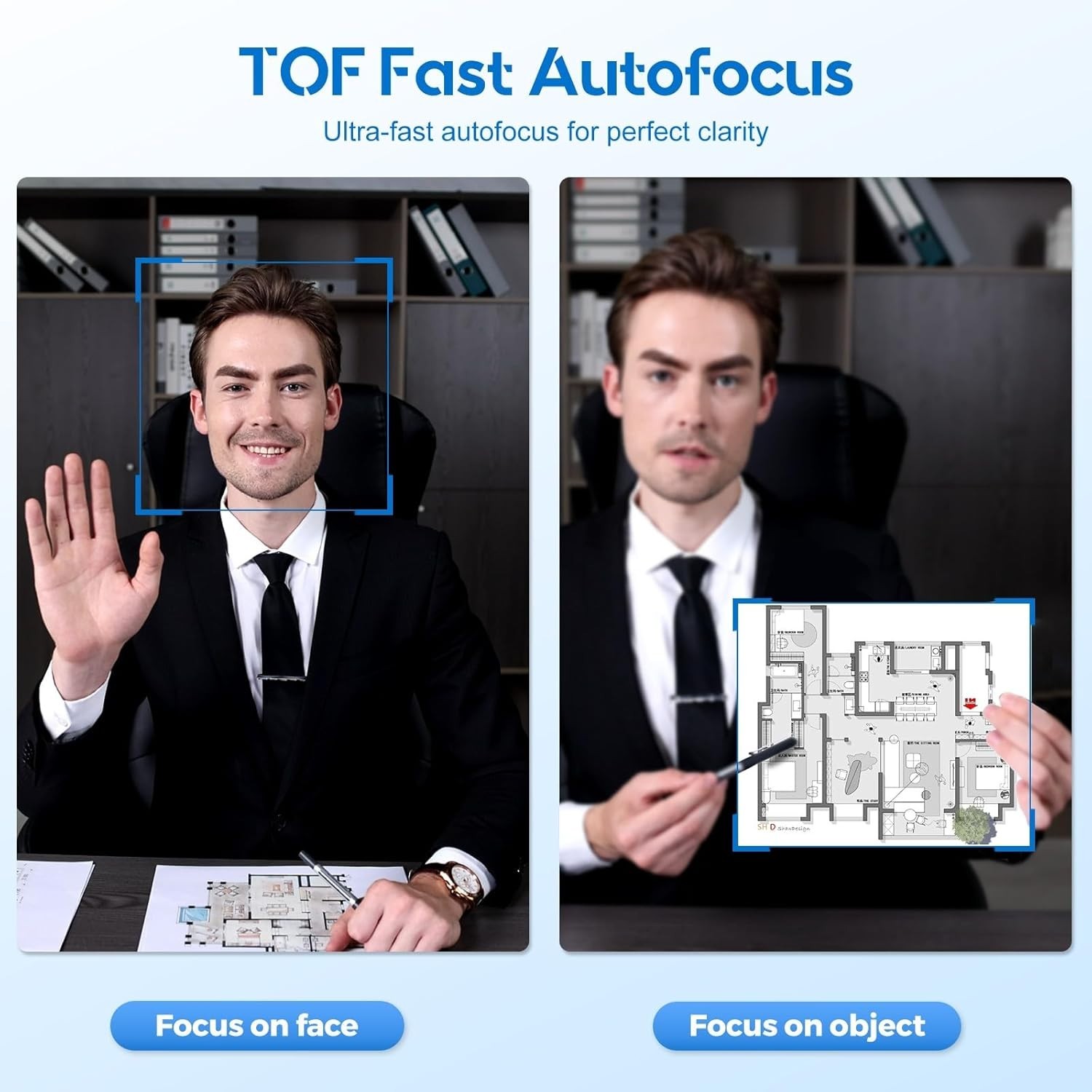 4K Webcam with Ring Light Web Cam 4K Autofocus with TOF Computer Camera 1080P