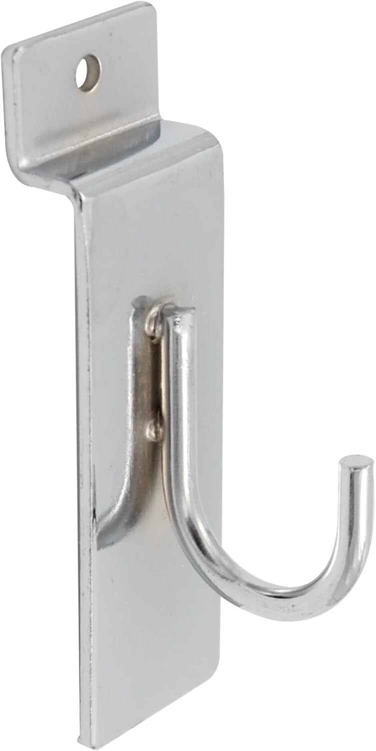 50 Chrome 1" Slatwall Metal Hooks Slat Wall Display Hook Slat Grid Panels