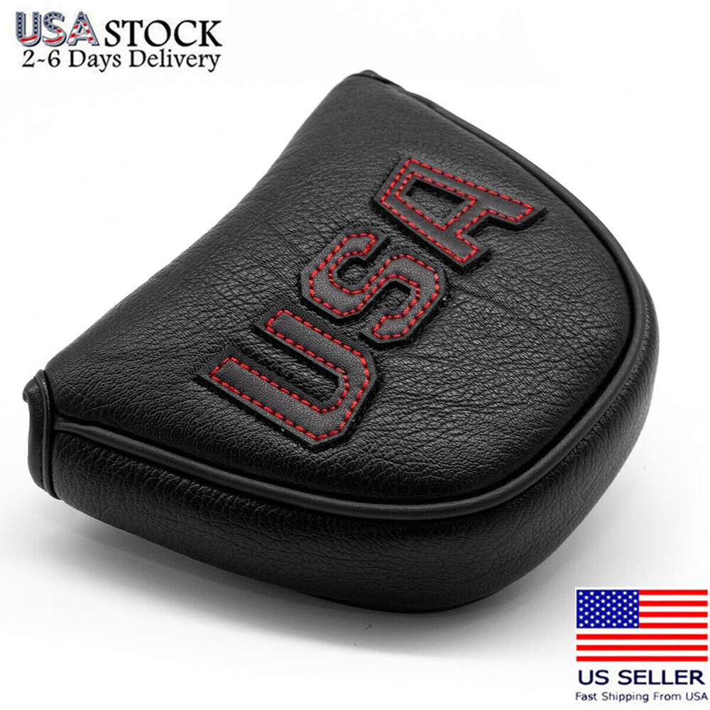 Red Stitch USA Centre Shaft Golf Mallet Putter Headcover 2Ball Magnet Golf Cover