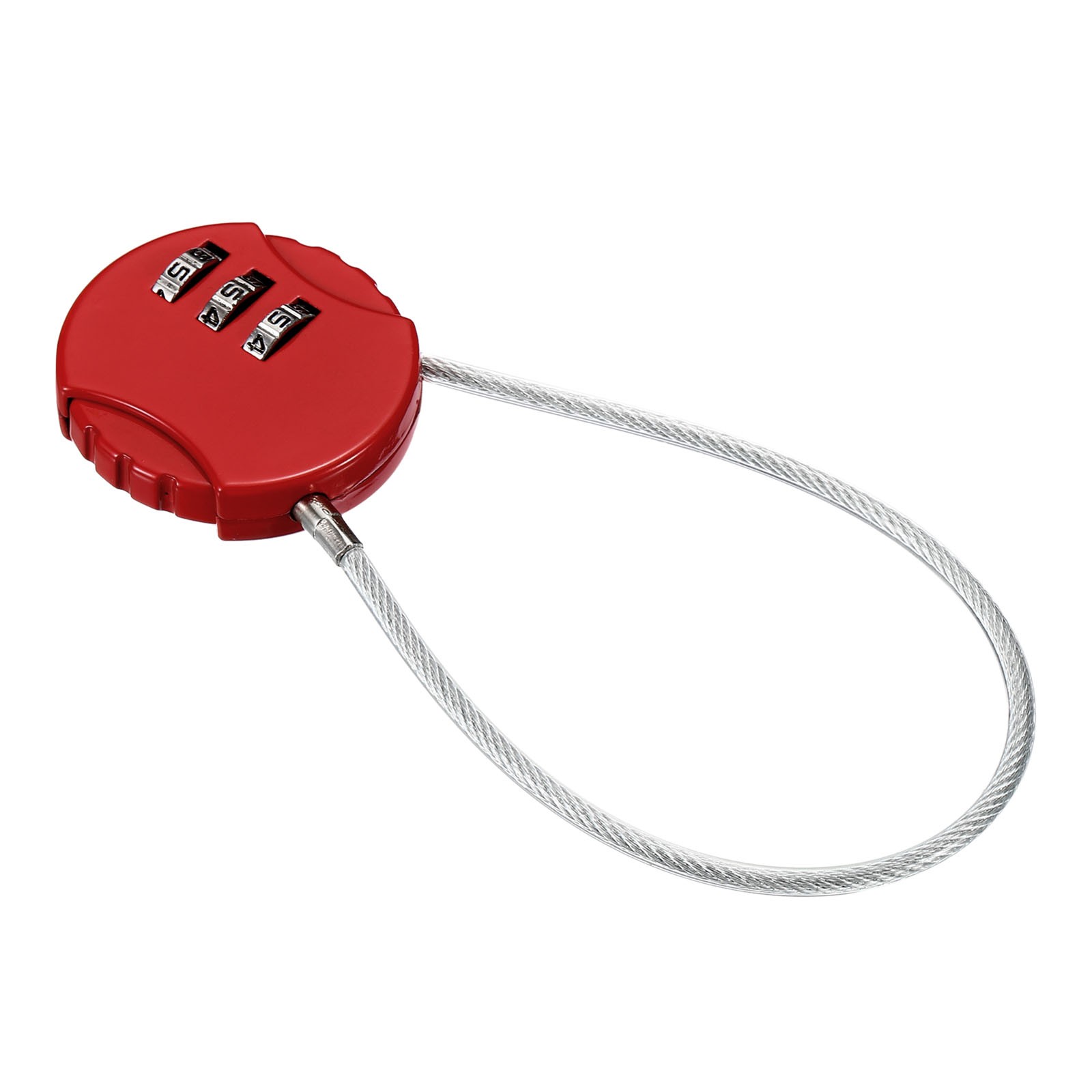 Small Combination Block 7.8", 1pc 3 Digit Luggage Lock, Red