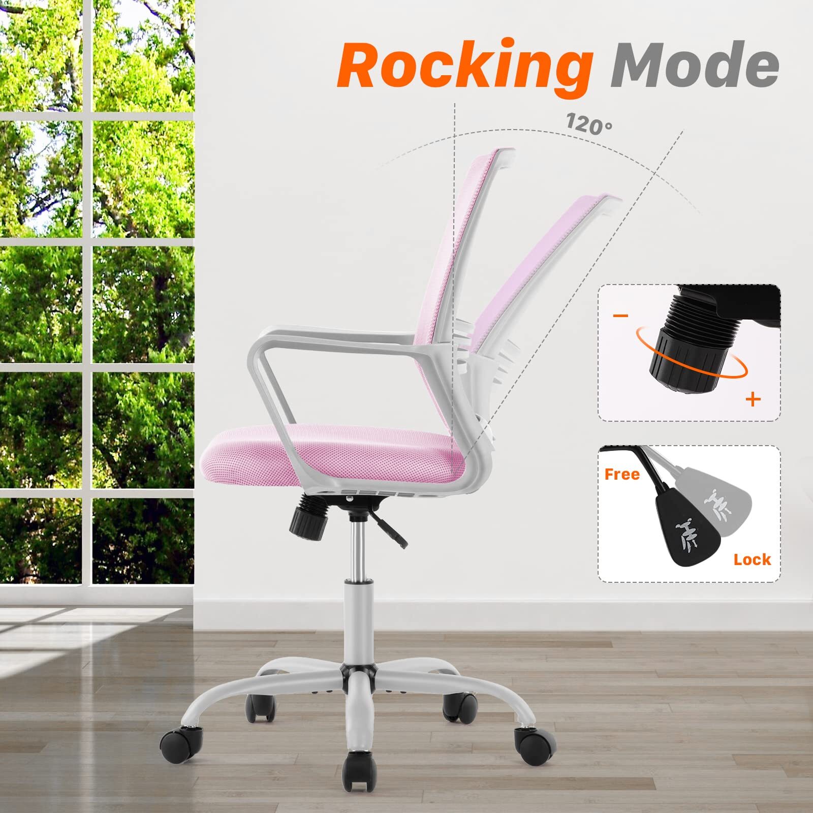 ERGONOMIC EXECUTIVE MID BACK HOME OFFICE DESK CHAIRS PINK