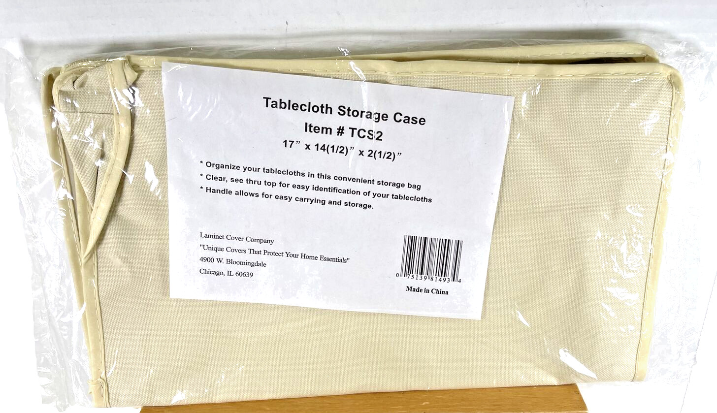 VTG NOS Tablecloth Zippered Storage Case 17" x 14.5" x 2.5" Clear Top