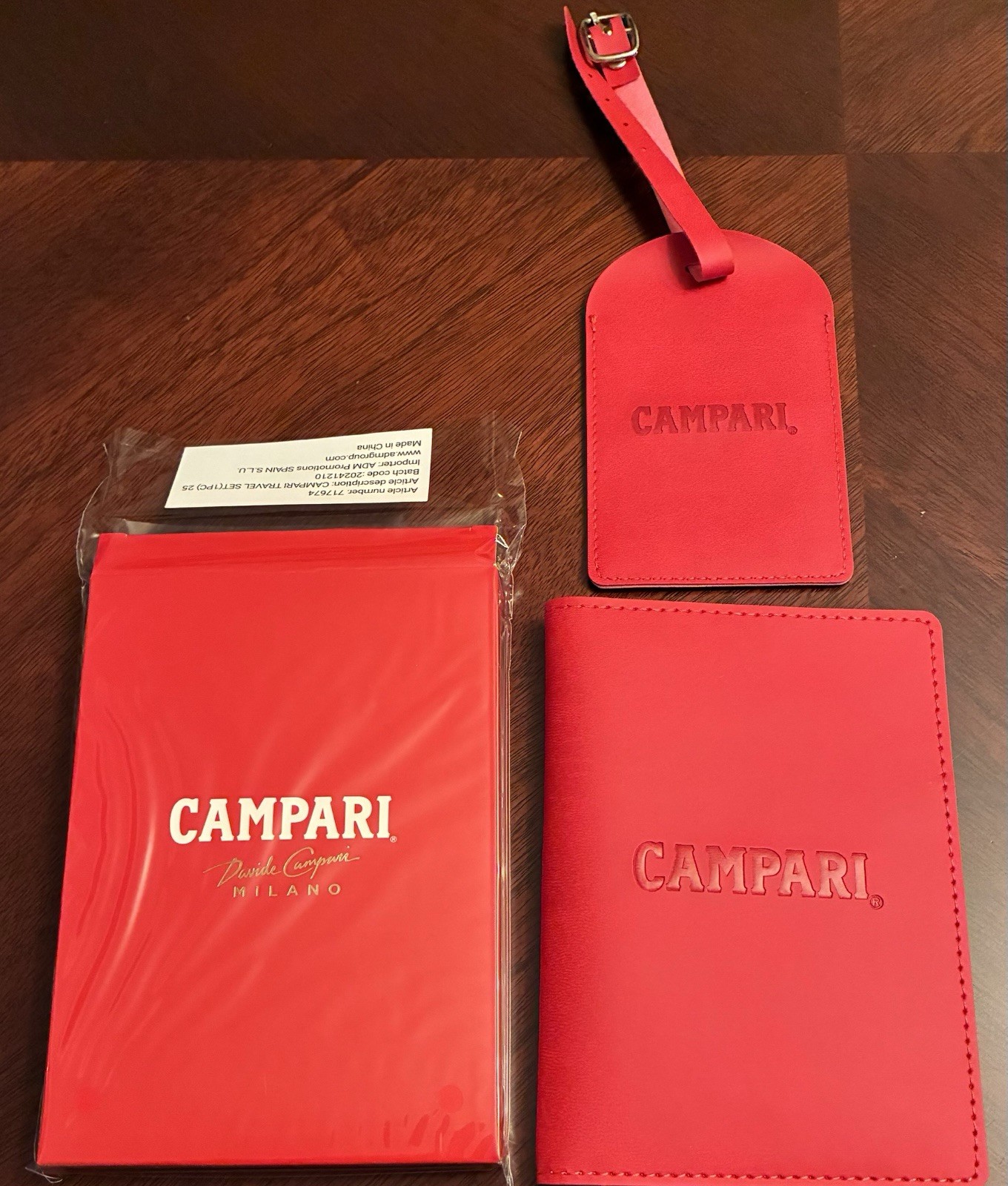 NEW Collectible Campari Travel Set (Passport Holder & Luggage Tag)