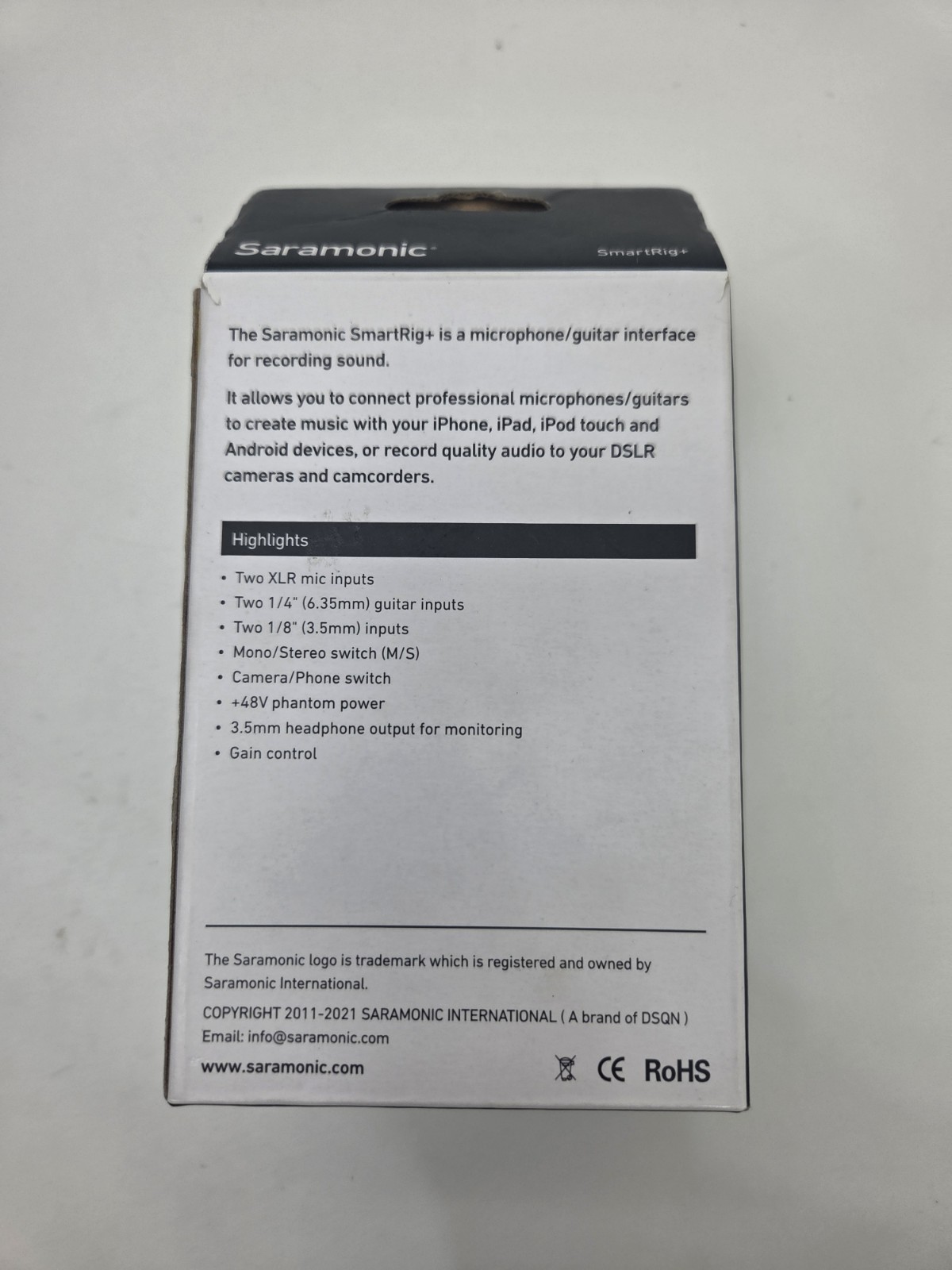 Saramonic SmartRig+ 2-Channel Audio Interface XLR 1/4" iPhone DSLR Android