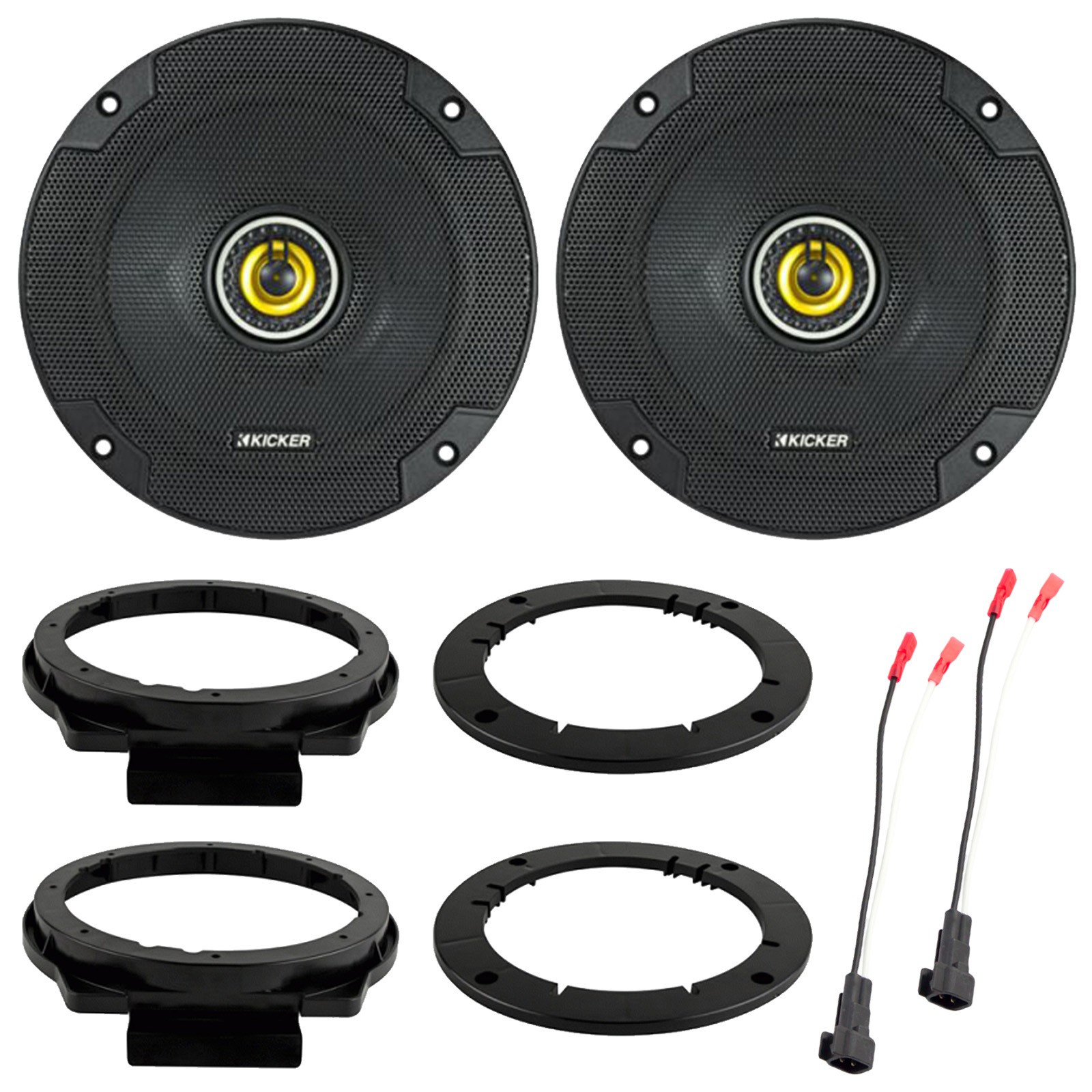 Kicker 46CSC654 6.5" Speakers + Speaker Adapter & Wire Harness for GM Vehicles