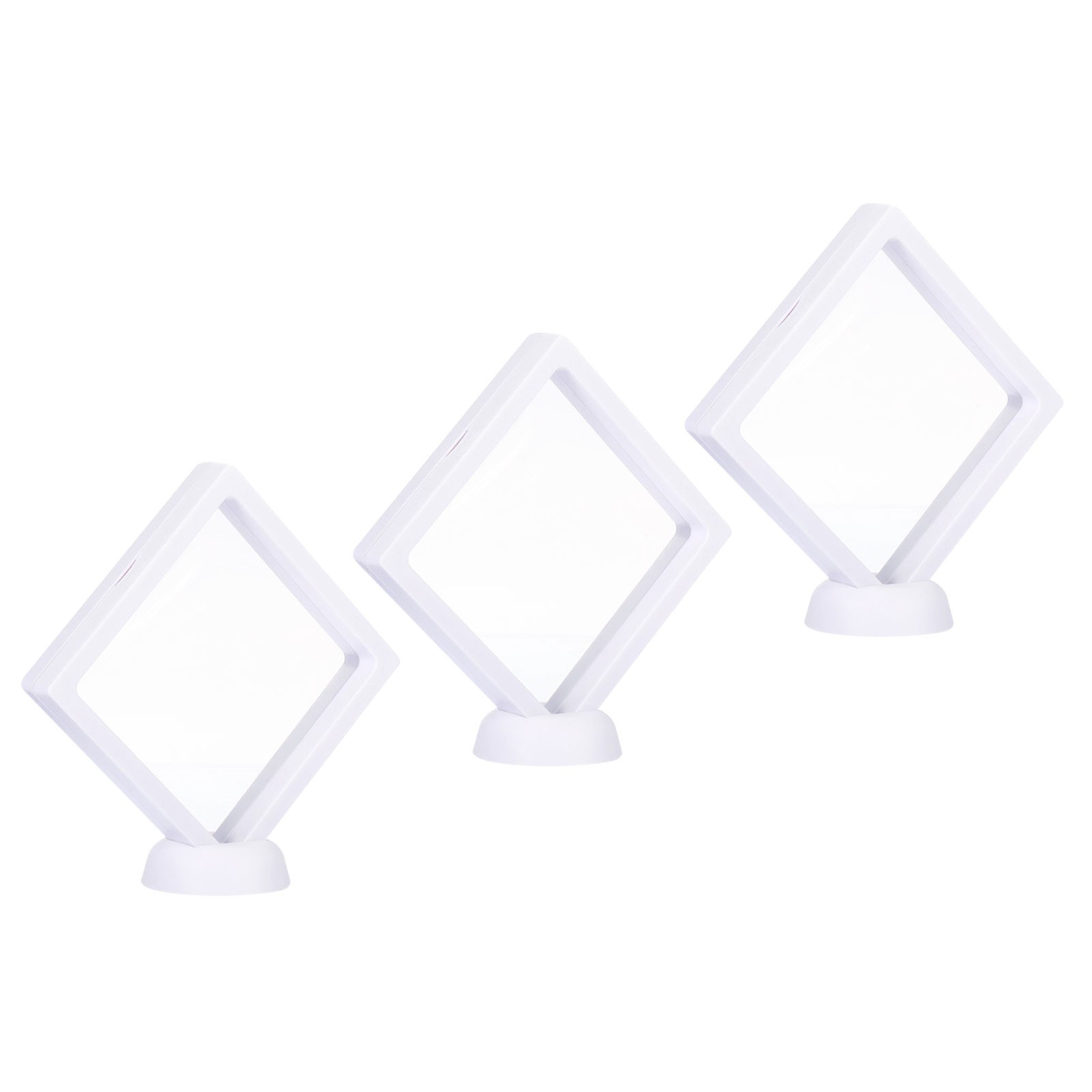 3Pcs 3D Floating Display Case, Coin Display Holder Case(White, 4.3x4.3″)