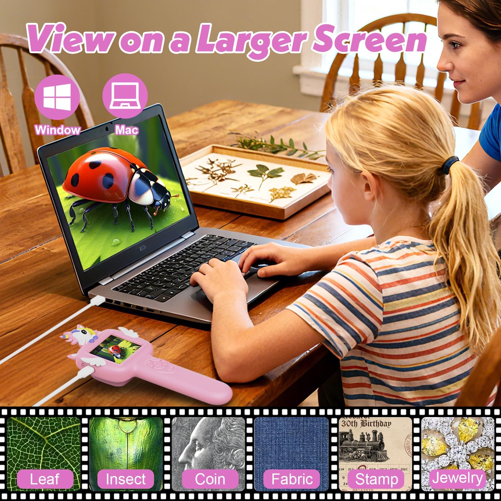 Microscope for Kids Gifts Toys Science, Mini Handheld Digital Pocket Microscope
