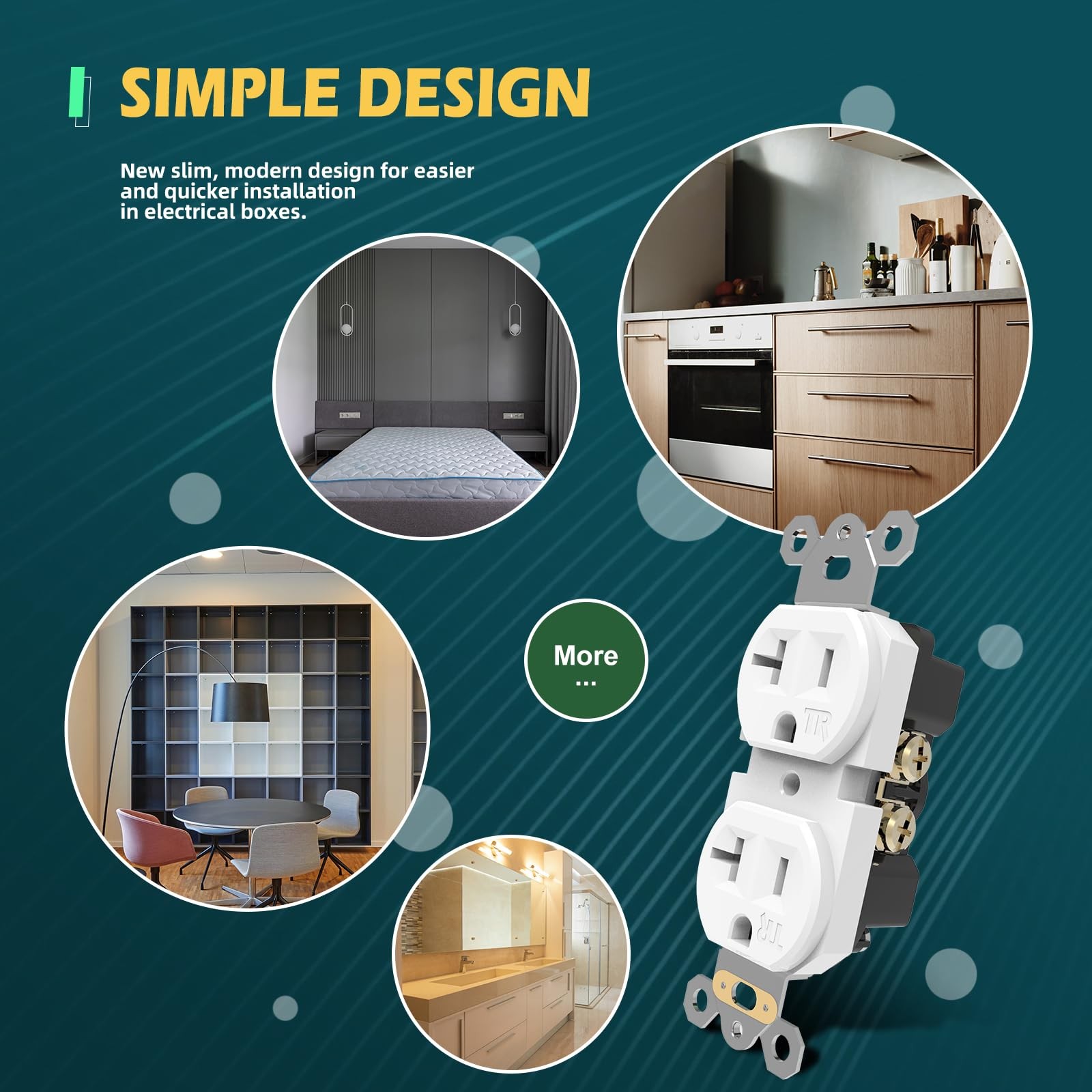 TOPELER 10Pack Duplex Wall Receptacle, 20A Tamper-Resistant Outlets, Standard...