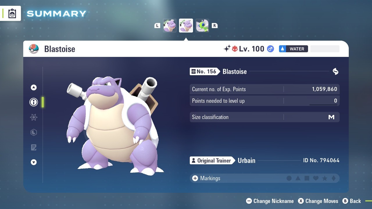 Blastoise Shiny Alpha 6IVs Battle Ready - Legends ZA