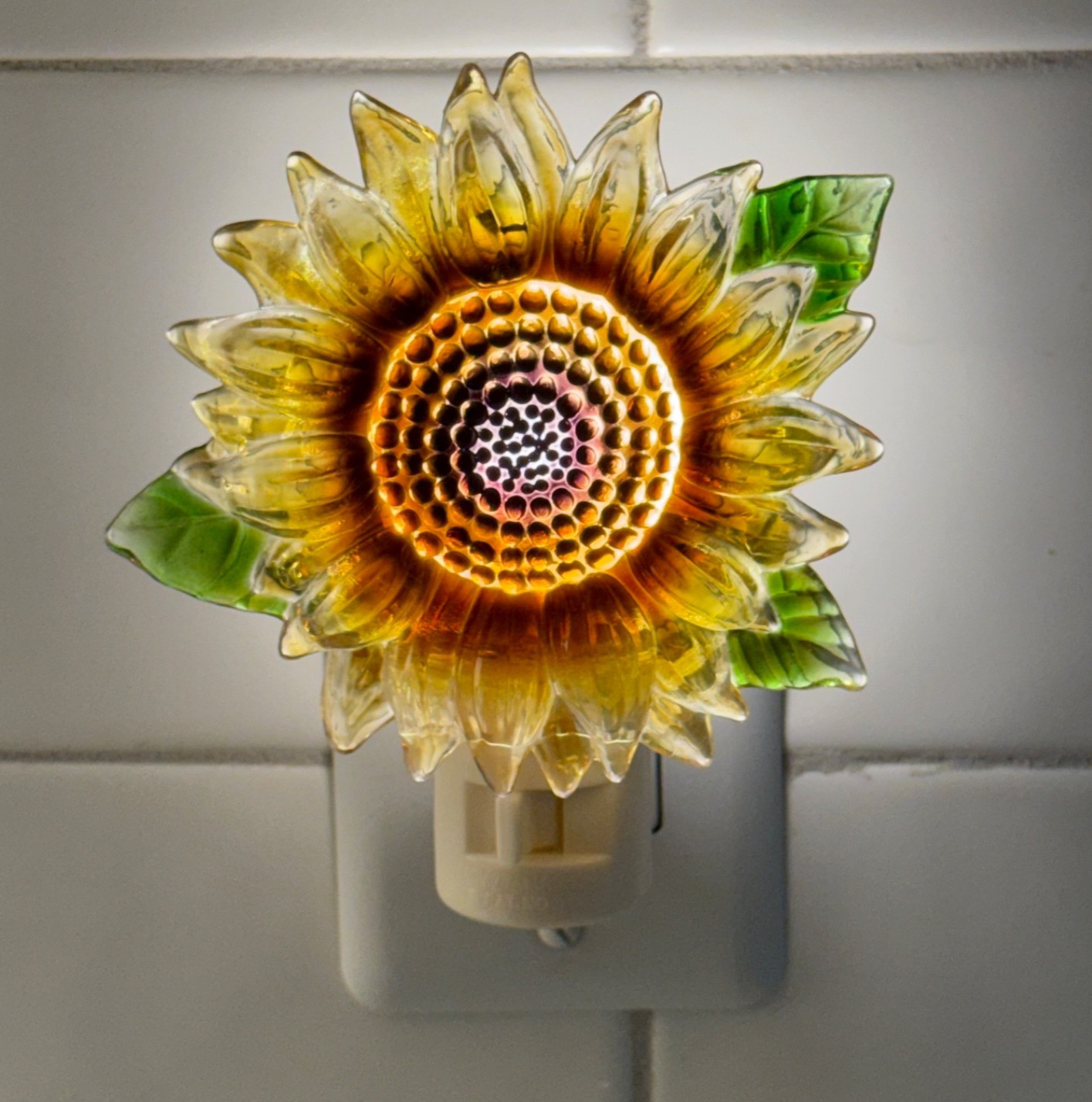 2007 Sunflower Flower Night Light Resin Plastic 3D w Bulb Country Farmhouse 4"