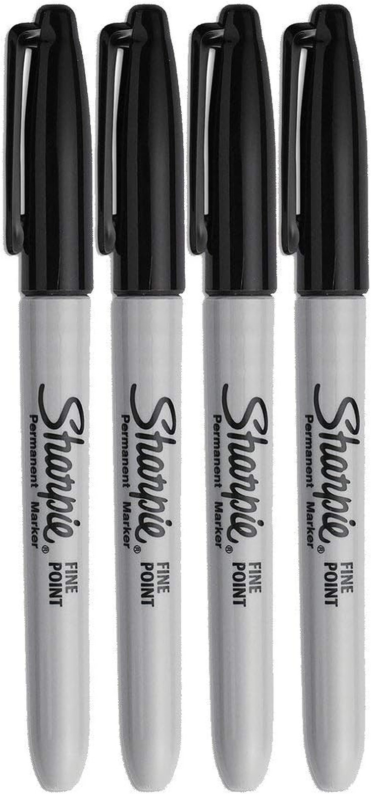Permanent Markers, Fine Point, Black Ink (4-Pack)