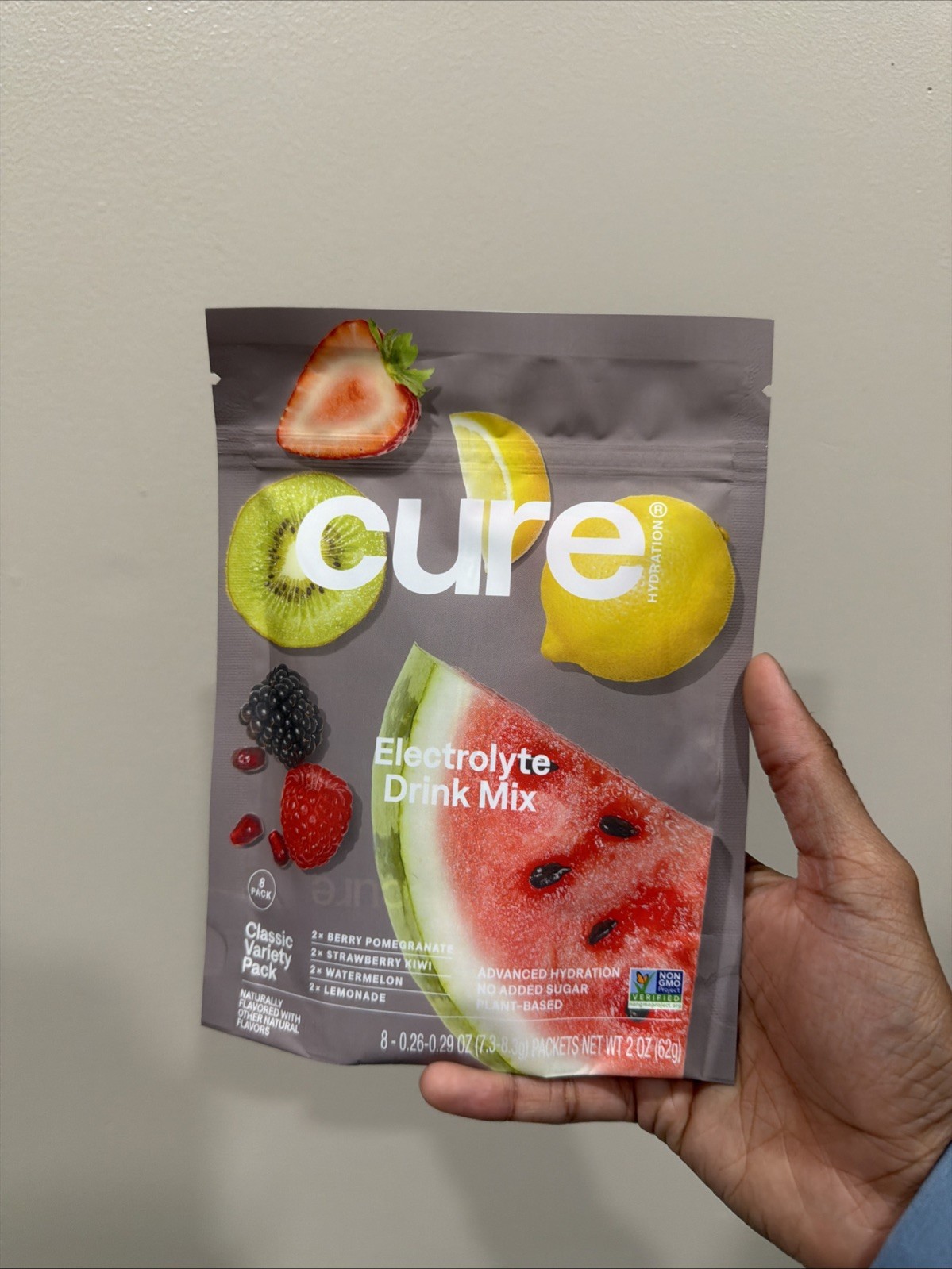 Cure Electrolyte Drink Mix Packets 8 Servings Tropical Variety Pack Exp 3/27