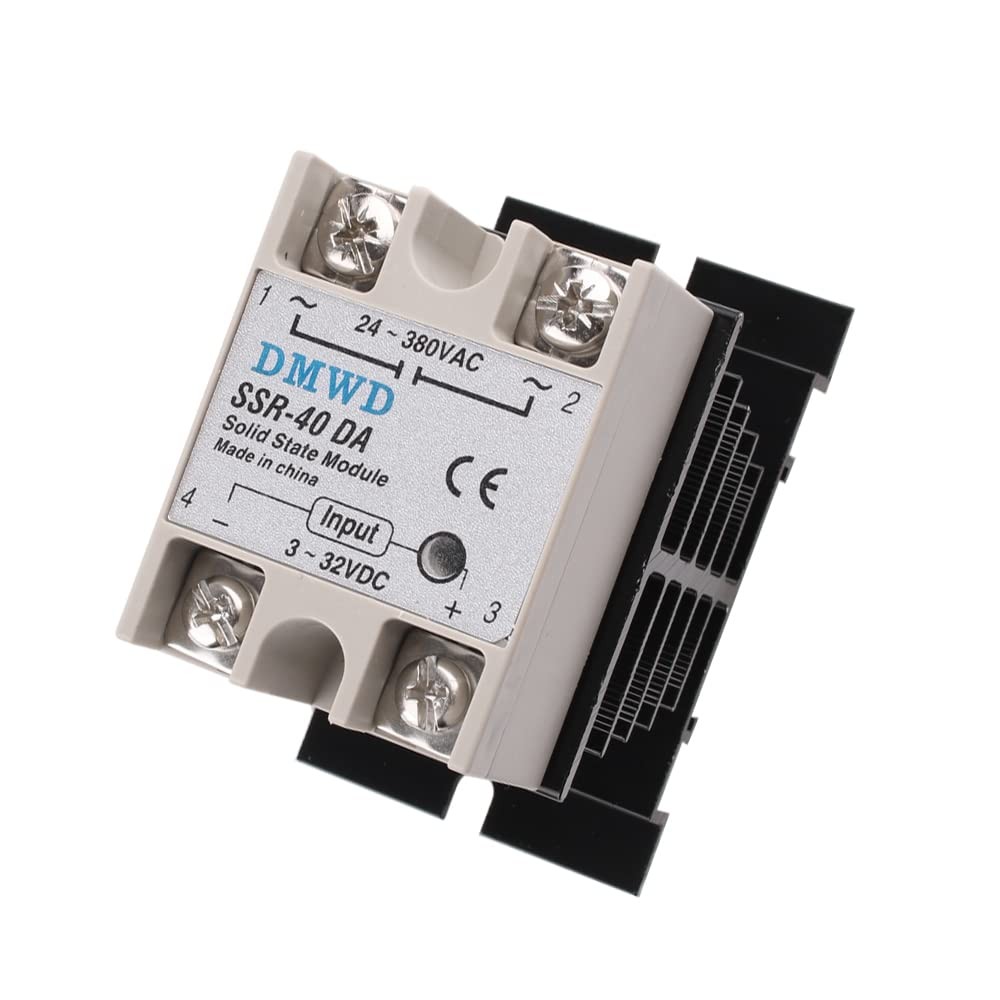 SSR-40DA Solid State Relay DC to AC (Input 3-32V DC Output 24-380V AC) with H...