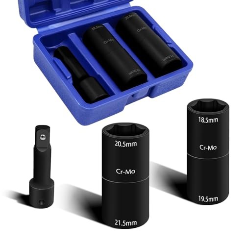 3PCS 1/2" Drive Flip Lug Nut Impact Socket Set, Half Sizes Lug Nut Socket Kit