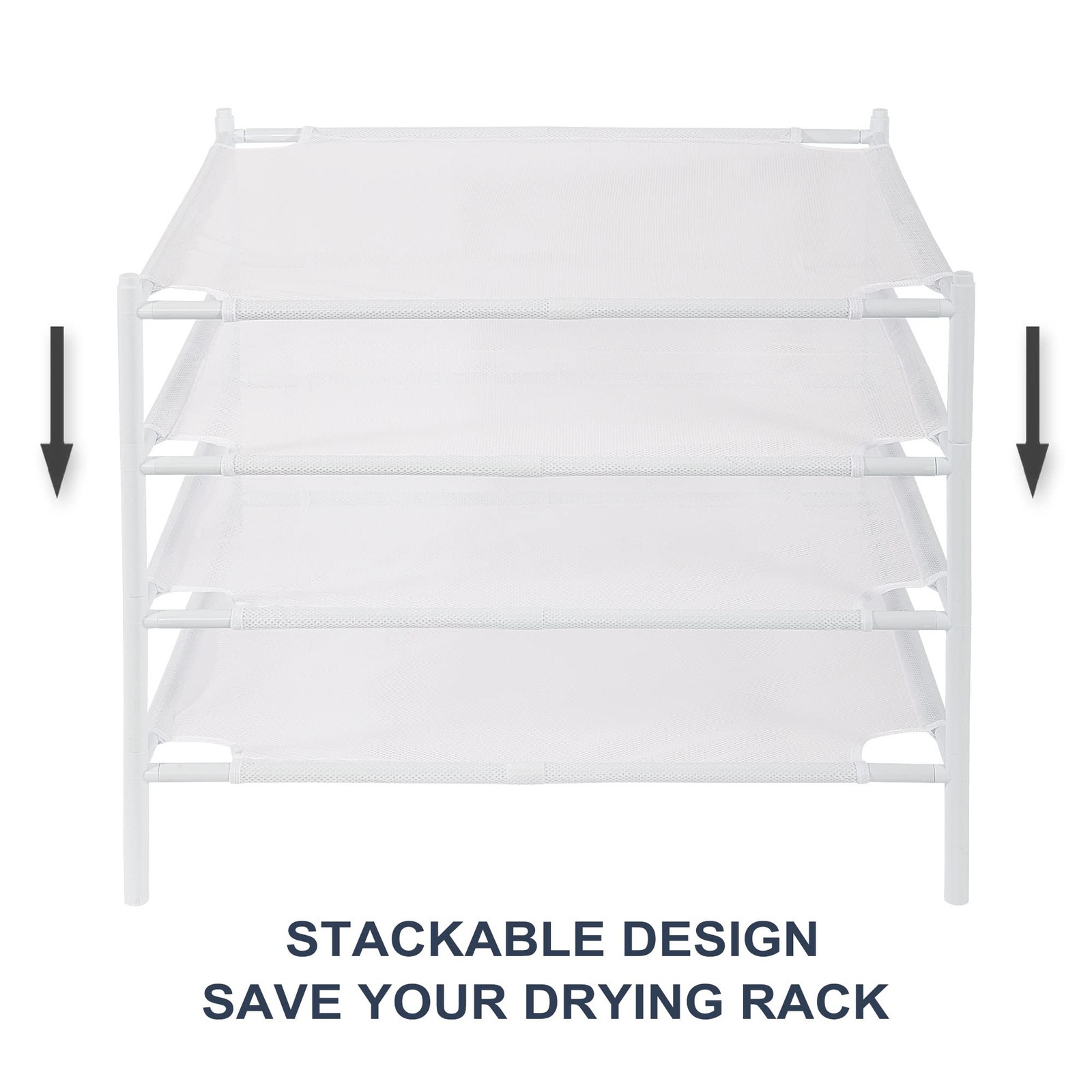 STO STO Sweater Drying Rack, 4-Pack Stackable Mesh Clothes Drying Rack, Laund...
