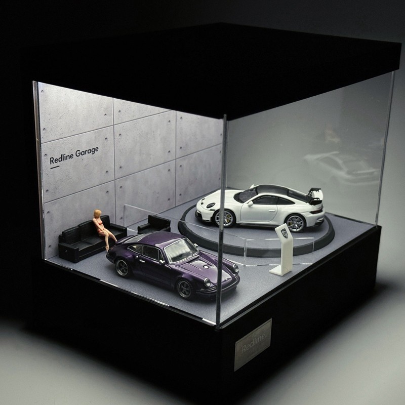 1/64 Rotating Display Case Concrete Grey Finish Car Model Showcase Diorama