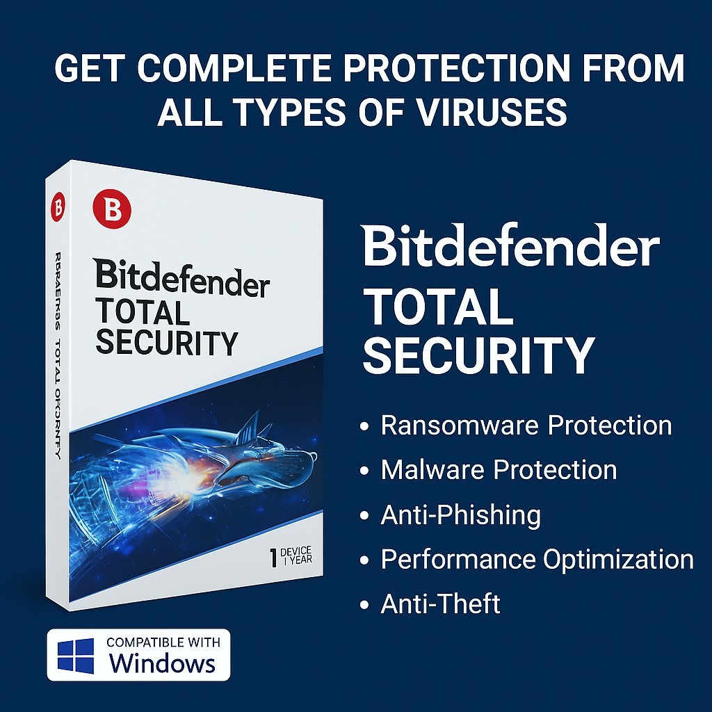 Bitdefender Total Security Protection - 1 Year 1 Windows PC