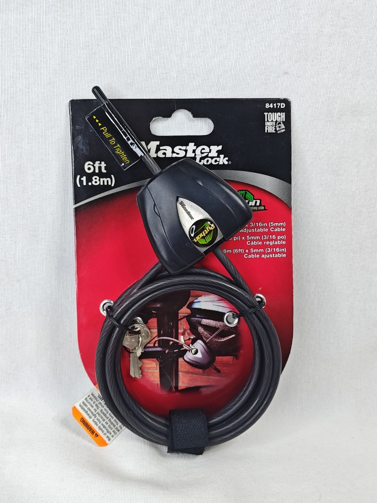 NWT MASTER Lock PYTHON 6 FT Adjustable Locking Cable 8417D Bike Lock NEW!