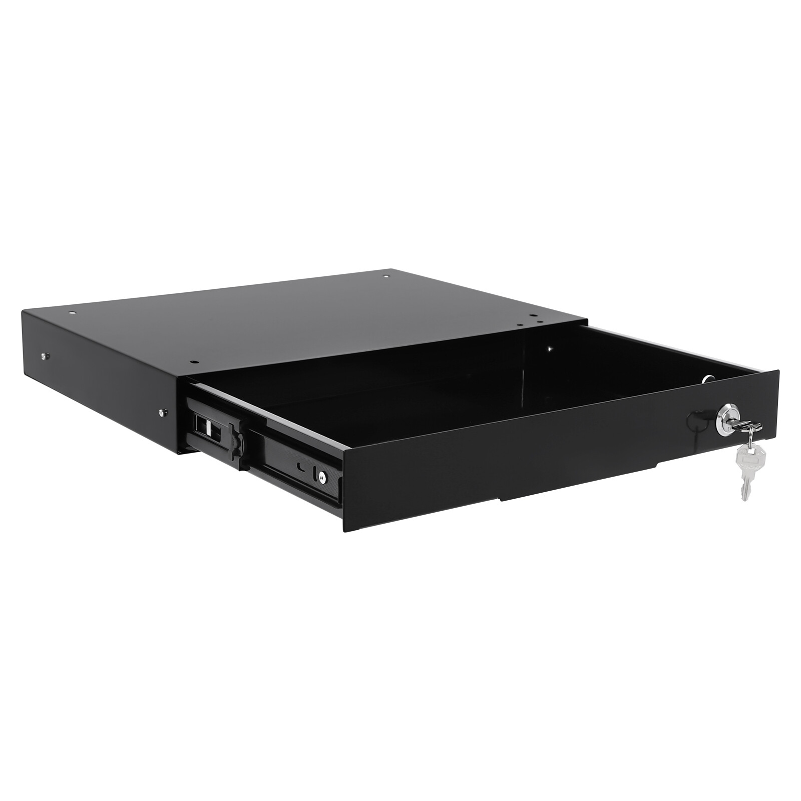 Under Desk Mounted Drawer Storage Sliding Out Tray Black Space Saver With Keys