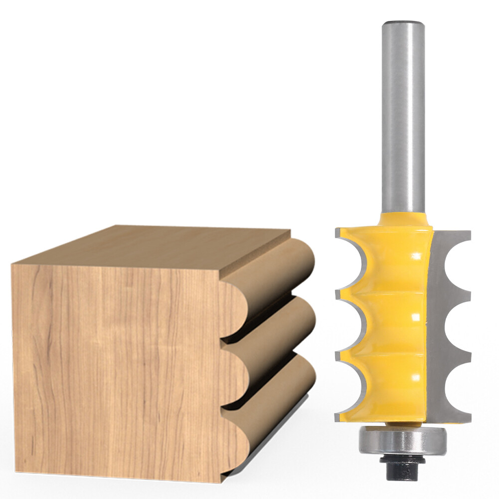 2pcs 8mm Shank Triple Bead & Triple Flute Large Molding Router Bits Set Cutter