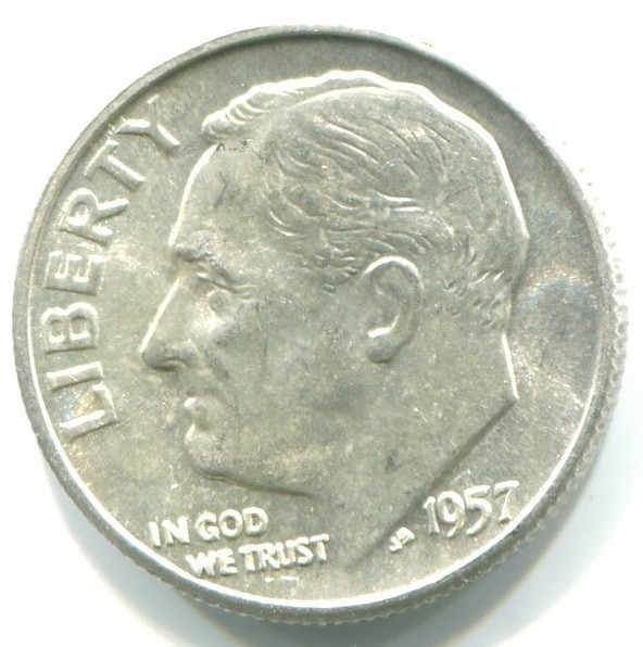1957 Silver Roosevelt Dime !!   Mint State !!