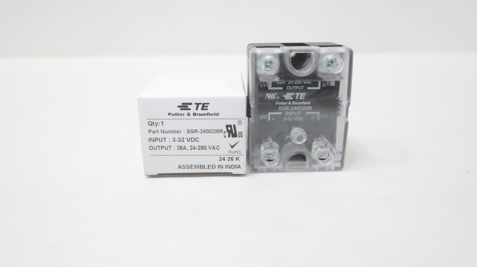 Potter Brumfield SSR-240D25R Solid State Relay 25a Amp 24-280v-ac 3-32v-dc