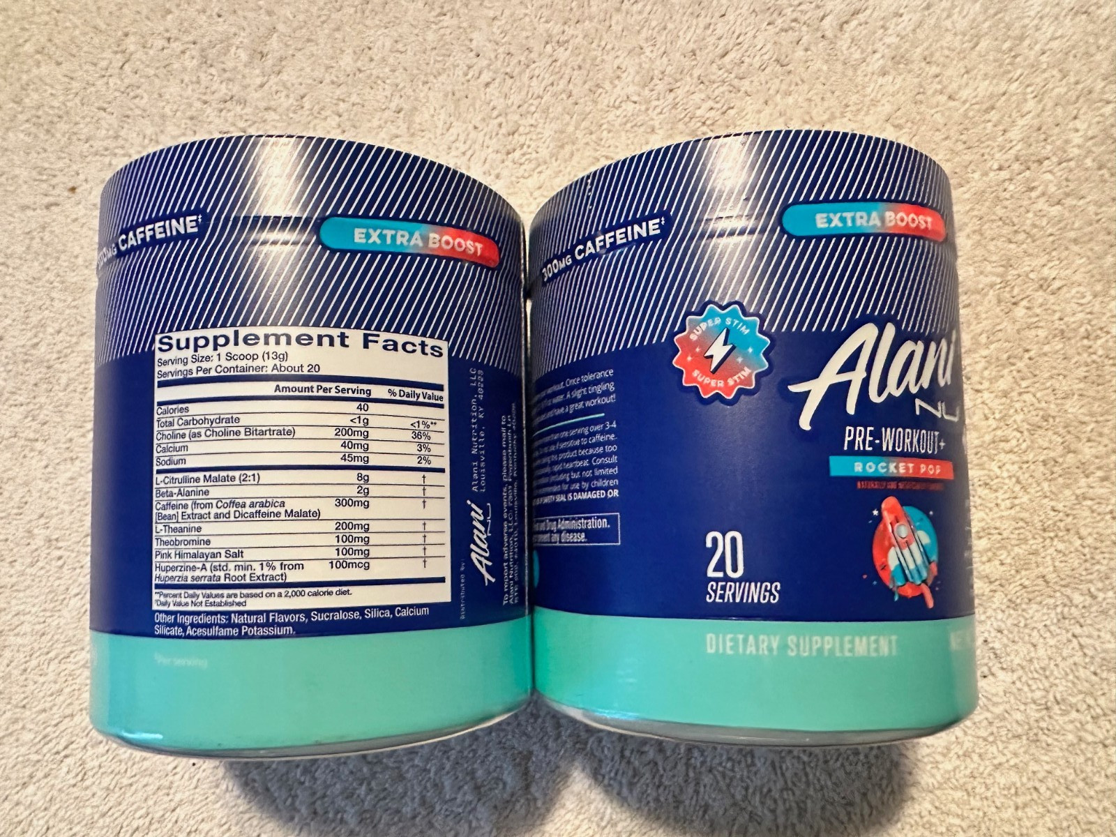 2 Alani Nu Pre-Workout Powder ROCKET POP exp 12/2026 2 jars! NEW SEALED