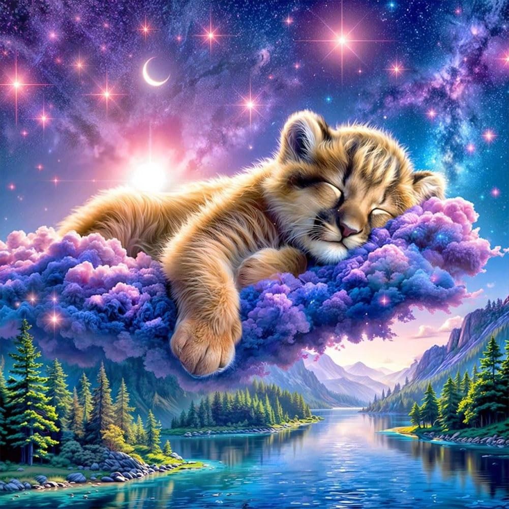 Lion Diamond Painting Kits for Adults, 5D Full Drill Diamond Art Kits for Beginn