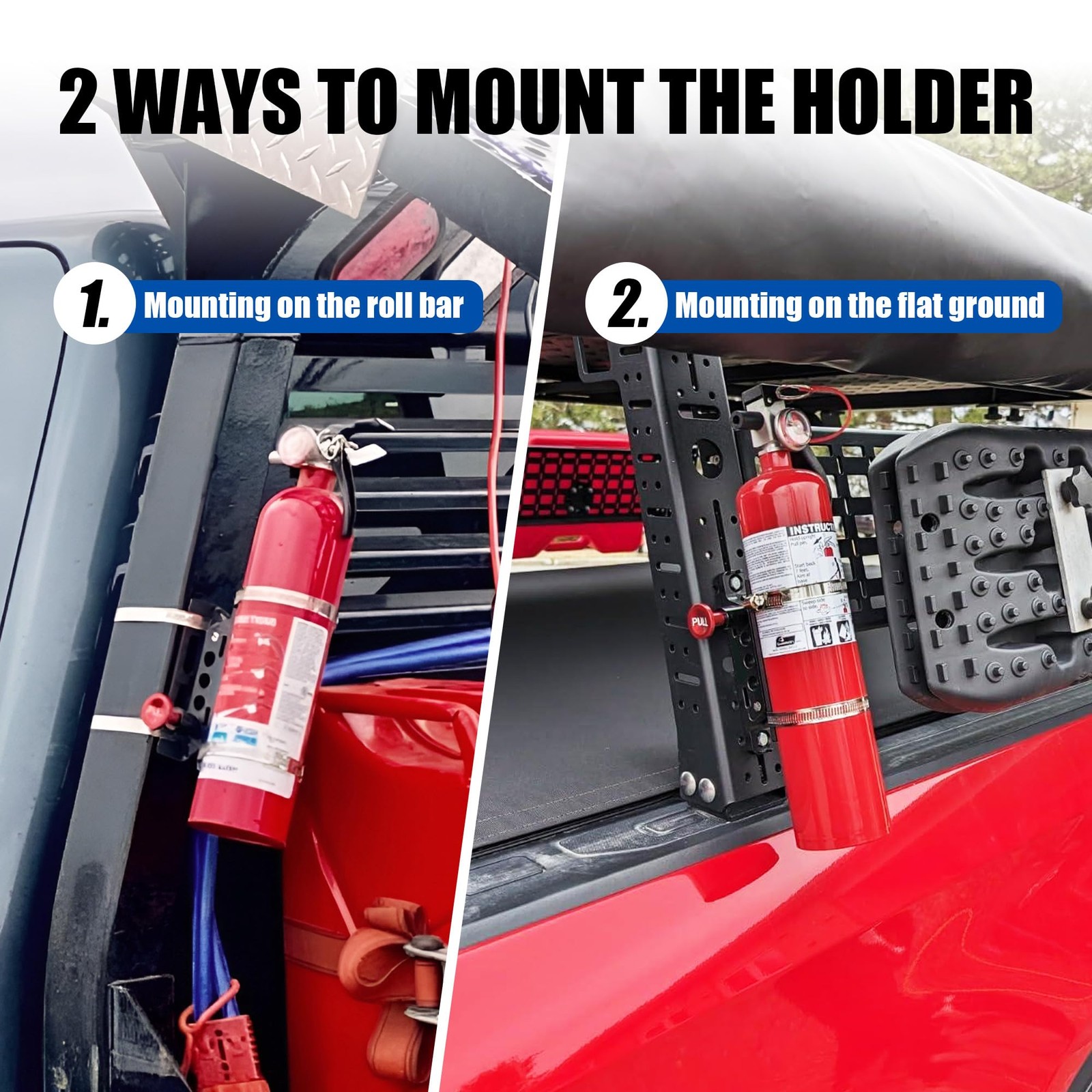 Aluminum Fire Extinguisher Mount Bracket Kit Adjustable Quick Release Roll Ba...