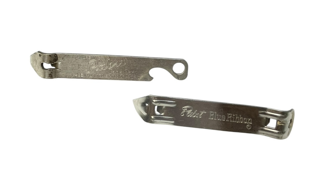 Vintage Lot of 2 Pabst Blue Ribbon 4.25” & 4.75” Can Bottle Opener Made In USA