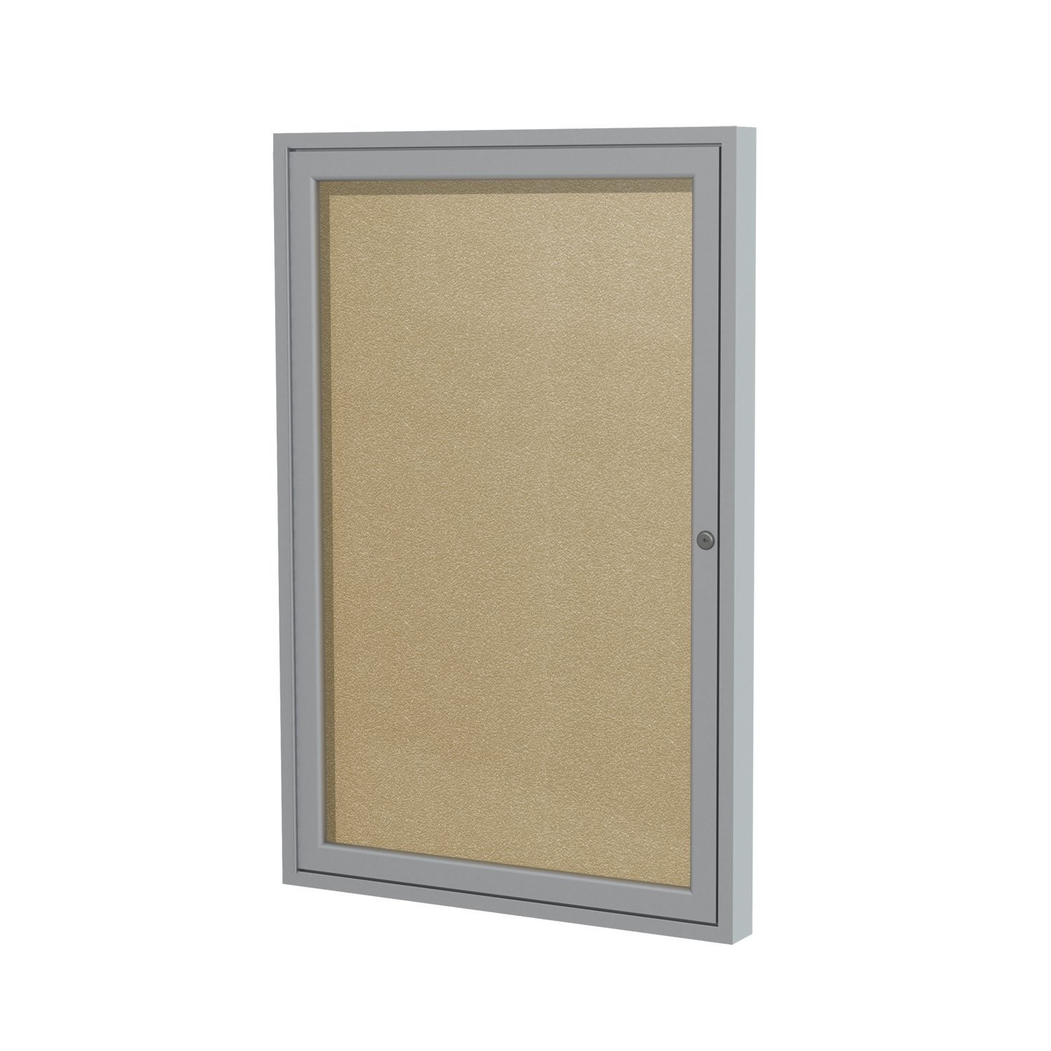 Pemberly Row Vinyl 24" x 18" 1 Door Enclosed Bulletin Board in Caramel