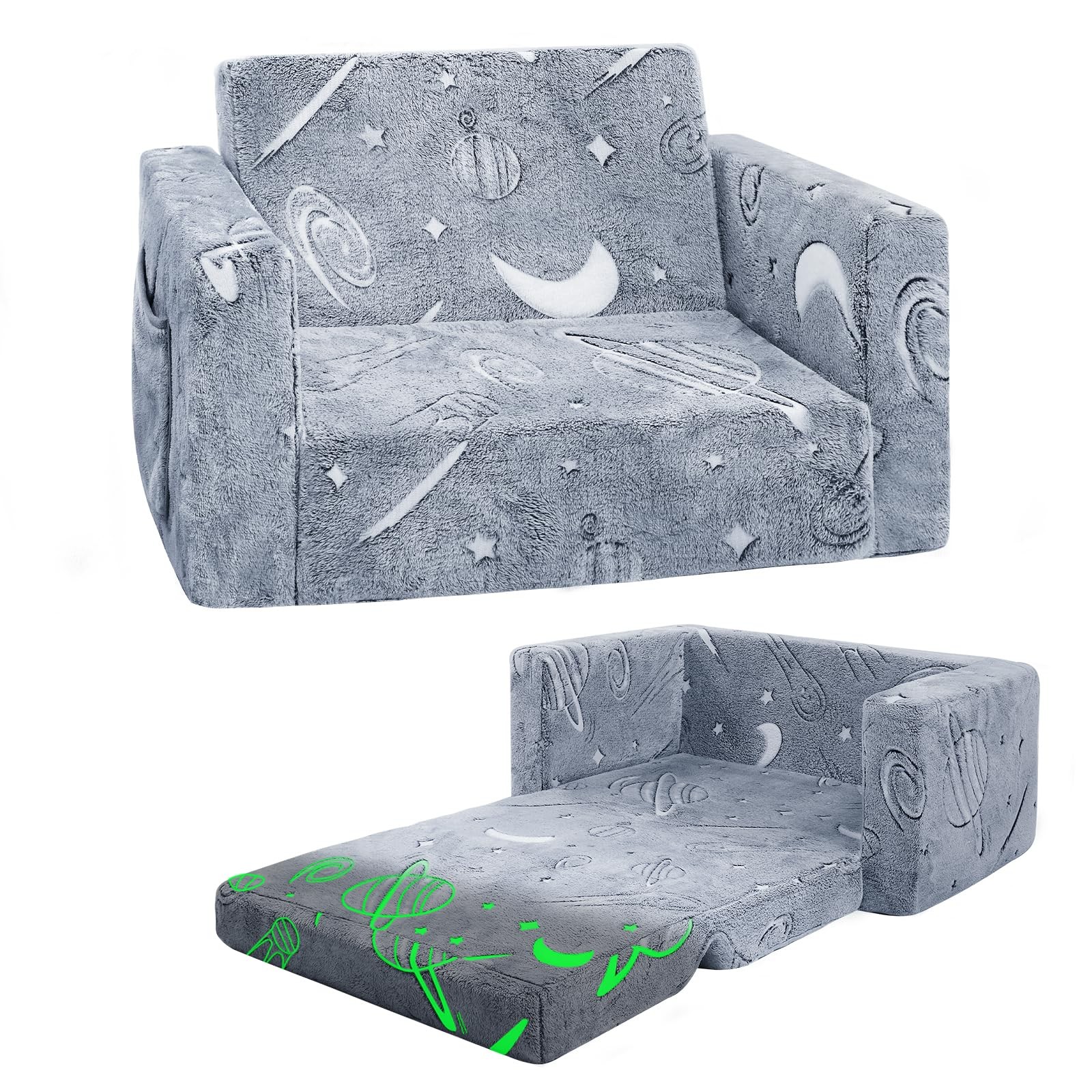 Toddler Chair Comfy,2-in-1 Soft Toddler Couch Fold Out for Kids,Convertible S...