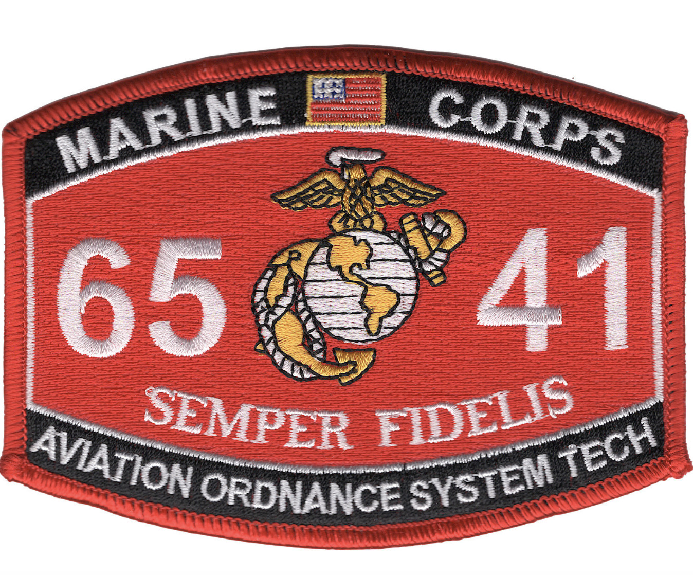 4.5" MARINE CORPS MOS 6541 AVIATION ORDNANCE SYSTEM TECHNICIAN EMBROIDERED PATCH