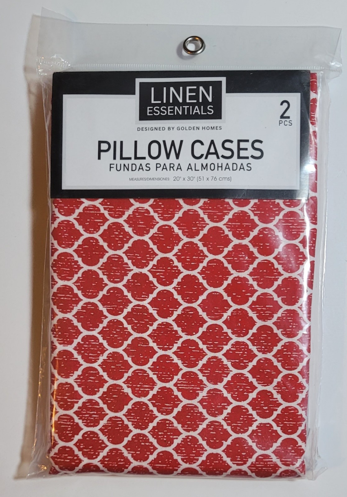 Linen Essentials Pillow Cases Set Of 2 Red White Size 20"x30"
