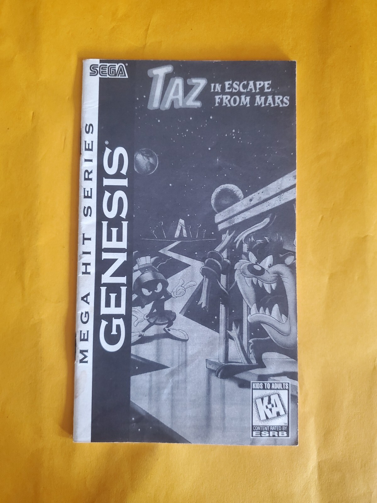 Taz In Escape From Mars Instruction Manual ONLY (Sega Genesis) Original Booklet