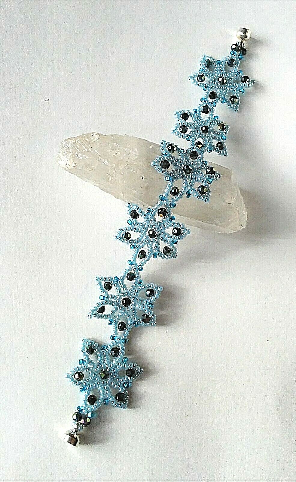 Handmade Blue Flowers Magnetic Bracelet