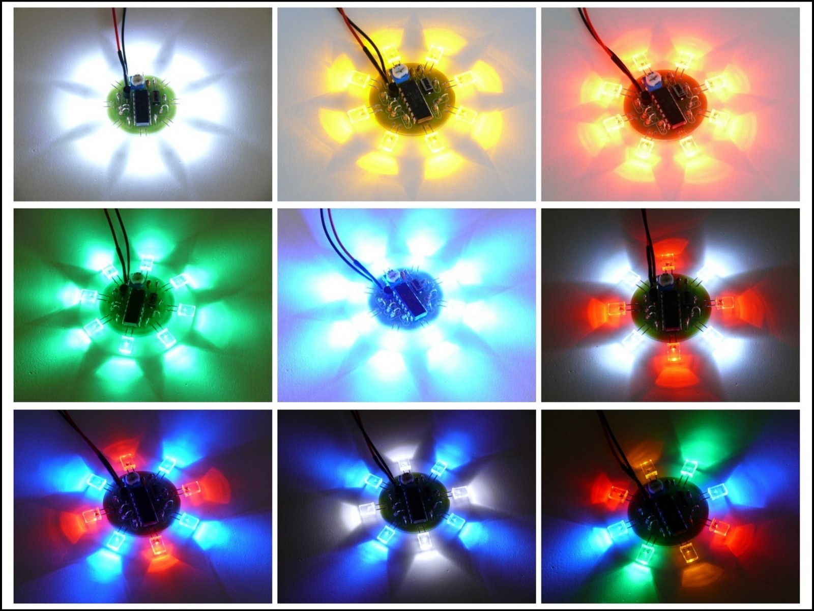 LED Beacon Light Chaser Round 8 Channel Sequencer 16 Programs 2x5x7 LEDs HK9905