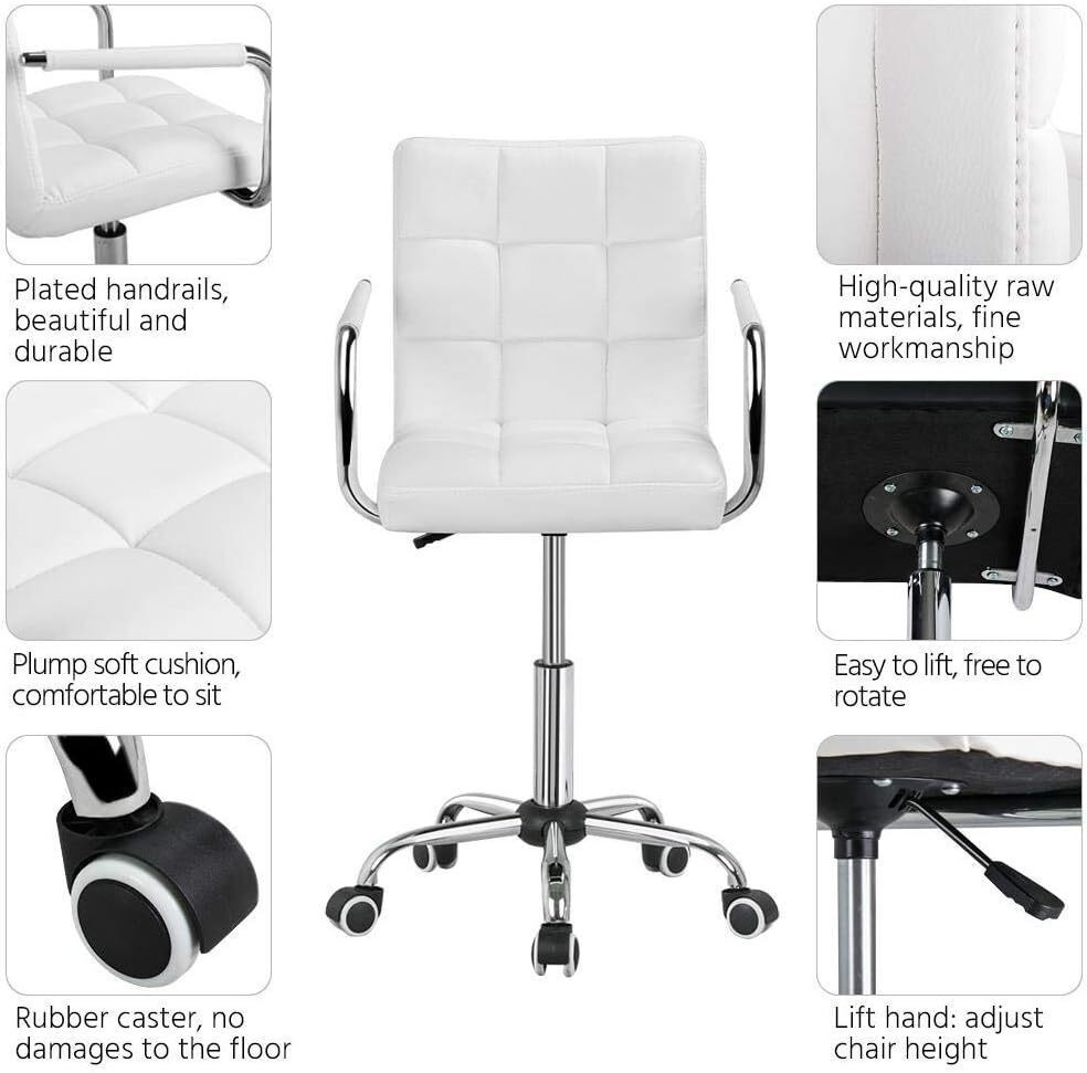 Midback Executive Computer Desk Chairs w/Wheels/Armrests PU Leather Office Chair