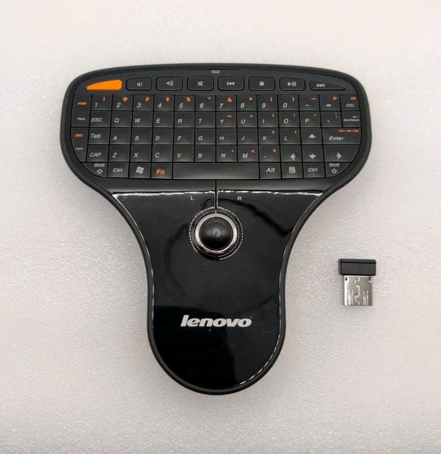 Lenovo Mini Wireless Keyboard Trackball Mouse W/ USB Dongle Tested Clean N5901