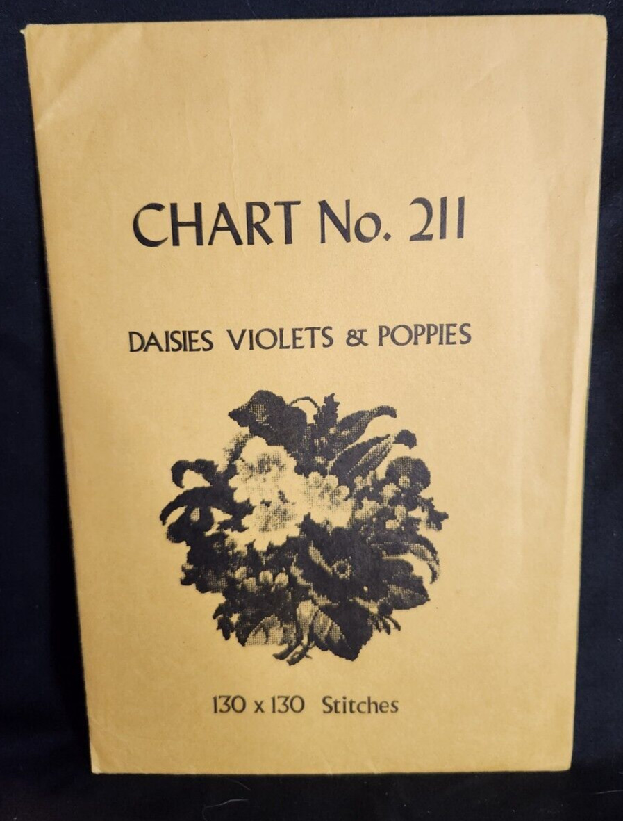 Babs Fuhrmann Petit Point Chart No. 211 Daisies Violets & Poppies Vintage