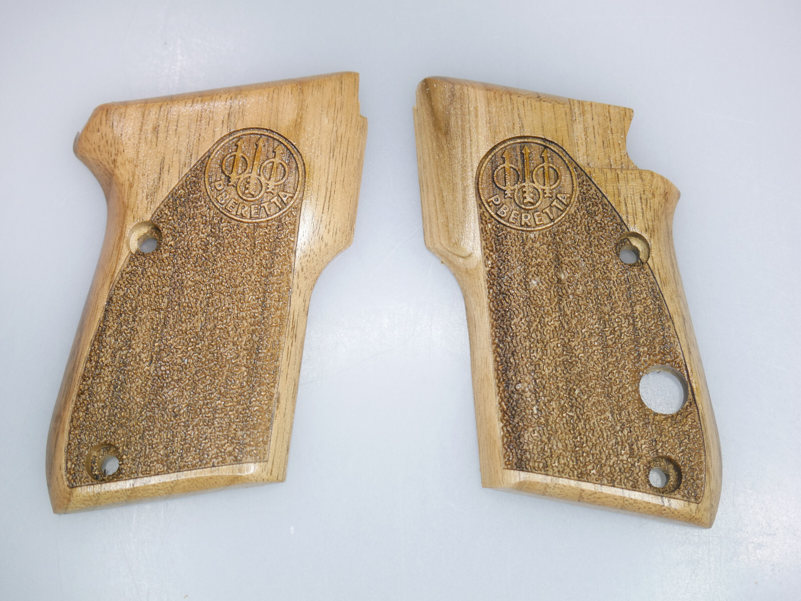 Beretta tomcat walnut wood Handgun Grips "sanded & logo"