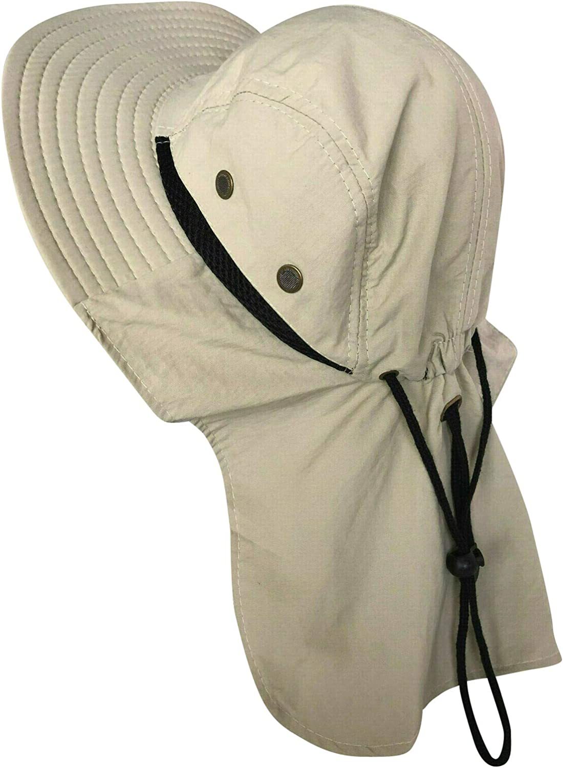 Boonie Snap Hat 100% Cotton Outdoor Wide Brim Neck Flap Cover Sun Bucket Hats